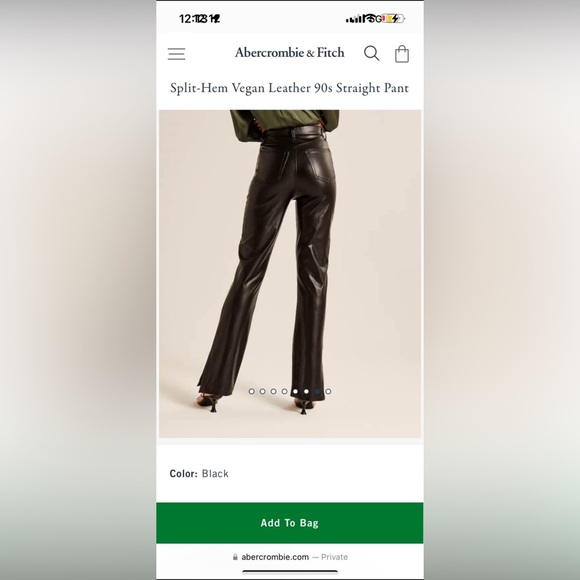 Abercrombie Split-Hem Vegan Leather 90s Straight Pant - brand new with tags - Picture 2 of 4